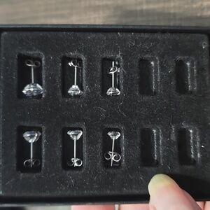 3 Pair Of Silver Tone Stud Earrings Set